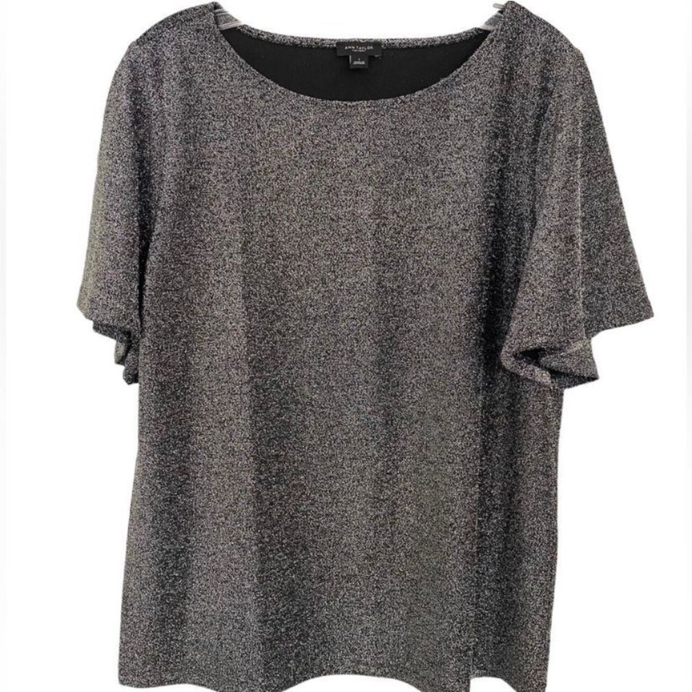 Ann Taylor Metallic Short Sleeves Top Sz L NWOT